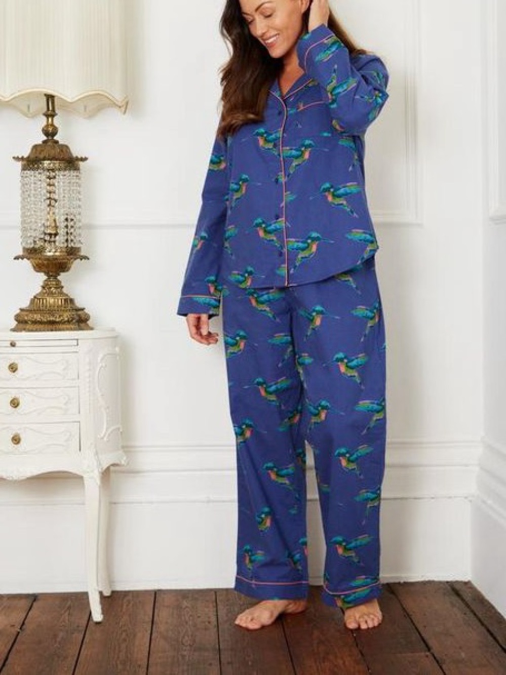 NWT Their Nibs Long Sleeve Novelty Hummingbird Print Pajamas 100% Cotton